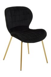 Orsina Black Velvet Dining Chair, Luxury Dining Chair, Modern Black Velvet Dining Chair with Gold Finished Legs - thumbnail 2