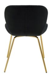 Orsina Black Velvet Dining Chair, Luxury Dining Chair, Modern Black Velvet Dining Chair with Gold Finished Legs - thumbnail 4