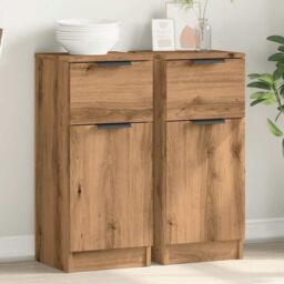 Berkfield Home Sideboards 2 pcs Artisan Oak 30x30x70 cm Engineered Wood in Brown - Size: 30 x 30 x 70 cm - thumbnail 1