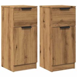 Berkfield Home Sideboards 2 pcs Artisan Oak 30x30x70 cm Engineered Wood in Brown - Size: 30 x 30 x 70 cm - thumbnail 2