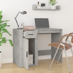 Berkfield Home Desk Concrete Grey 100x49x75 cm Engineered Wood - Size: 100 x 49 x 75 cm - thumbnail 3