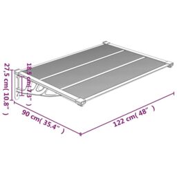 Berkfield Home Door Canopy Grey & Transparent 122x90 cm Polycarbonate in Clear - thumbnail 6
