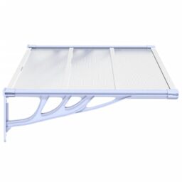 Berkfield Home Door Canopy Grey & Transparent 122x90 cm Polycarbonate in Clear - thumbnail 4