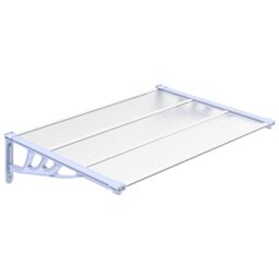 Berkfield Home Door Canopy Grey & Transparent 122x90 cm Polycarbonate in Clear - thumbnail 2
