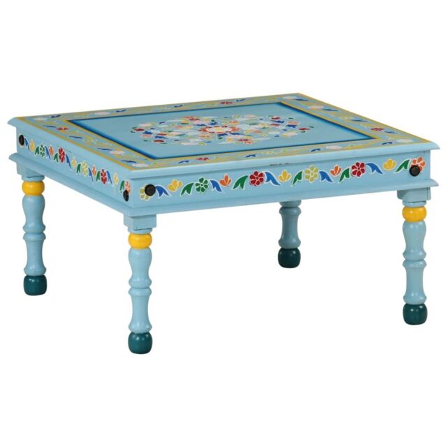 Berkfield Home Coffee Table Turquoise Hand Painted Solid Wood Mango - image 1