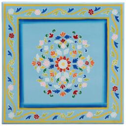 Berkfield Home Coffee Table Turquoise Hand Painted Solid Wood Mango - thumbnail 3