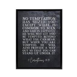"Artery8 Corinthians 10 13 No be tempted Bible Quote Framed Canvas Wall Art Print in Grey - Size: W18"" x H24""" - thumbnail 1
