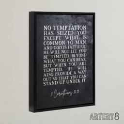 "Artery8 Corinthians 10 13 No be tempted Bible Quote Framed Canvas Wall Art Print in Grey - Size: W18"" x H24""" - thumbnail 2