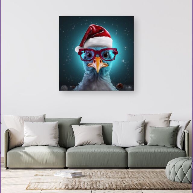Warren Reed - Designer Turkey Wearing A Santa Hat Canvas - Size: w40 inch x h40 inch - image 1