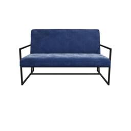 Wyld Haus London Blue Velvet 2 Seater Sofa Matt Black Metal Legs - thumbnail 2