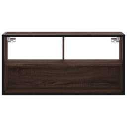 Berkfield Home TV Cabinet Brown Oak 80x31x39.5 cm Engineered Wood & Metal - thumbnail 4