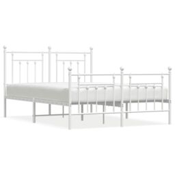 Berkfield Home Metal Bed Frame with Headboard & Footboard White 140x190 cm - thumbnail 2