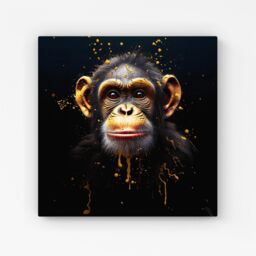"Warren Reed - Designer Splashart Cheeky Chimp Face Canvas in Orange - Size: W30"" x H30""" - thumbnail 1
