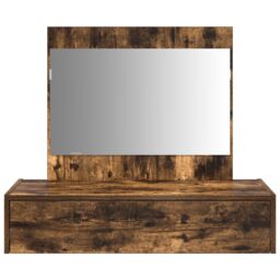 Berkfield Home Wall Hanging Dressing Table Smoked Oak 83x40x70 cm in Brown - Size: 83 x 40 x 70 cm - thumbnail 6