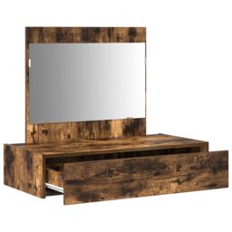 Berkfield Home Wall Hanging Dressing Table Smoked Oak 83x40x70 cm in Brown - Size: 83 x 40 x 70 cm - thumbnail 5
