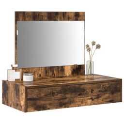 Berkfield Home Wall Hanging Dressing Table Smoked Oak 83x40x70 cm in Brown - Size: 83 x 40 x 70 cm - thumbnail 3