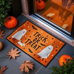 Garden Greatness Trick Or Treat Ghost Halloween Doormat in Orange - Size: 1 Pack - thumbnail 1