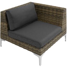 tectake Villanova Modular Rattan Set, Aluminum, Left Corner in Dark Grey - Size: 1 Seater - thumbnail 1