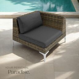 tectake Villanova Modular Rattan Set, Aluminum, Left Corner in Dark Grey - Size: 1 Seater - thumbnail 8