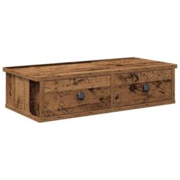 Berkfield Home Decorative Wall Shelf with Drawers Old Wood 60x25x15 cm Engineere in Brown - Size: 60 x 25 x 15 cm - thumbnail 3