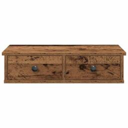 Berkfield Home Decorative Wall Shelf with Drawers Old Wood 60x25x15 cm Engineere in Brown - Size: 60 x 25 x 15 cm - thumbnail 4