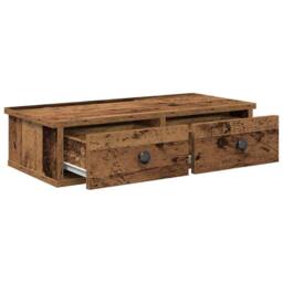 Berkfield Home Decorative Wall Shelf with Drawers Old Wood 60x25x15 cm Engineere in Brown - Size: 60 x 25 x 15 cm - thumbnail 7