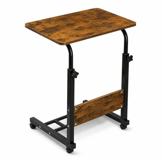 FORGEVIO Mobile Laptop Cart with Wheels, Desk Walnut With Black Frame in Brown - image 1