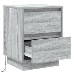 Berkfield Home Bedside Cabinet with LED Lights Grey Sonoma 39x34, 5x50 cm - thumbnail 5
