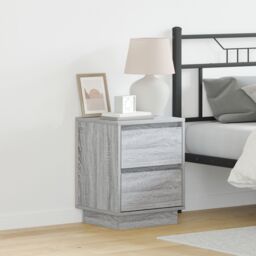 Berkfield Home Bedside Cabinet with LED Lights Grey Sonoma 39x34, 5x50 cm - thumbnail 1