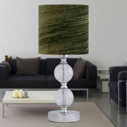 First Choice Lighting Set of 2 Chrome Two Ball Table Lamp with Green Crushed Velvet Shades in Silver - thumbnail 5