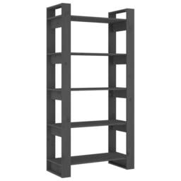 Berkfield Home Book Cabinet/Room Divider Grey 80x35x160 cm Solid Wood - Size: 80 x 35 x 160 cm - thumbnail 1