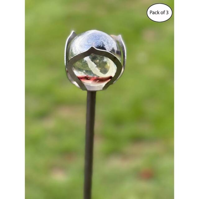 Poppyforge 5 Feet 42mm Bowl Marble Pin Garden Art (Pack of 3) in Metallics - image 1