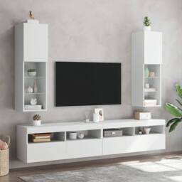 Berkfield Home TV Cabinet with LED Lights White 30.5x30x102 cm - thumbnail 3