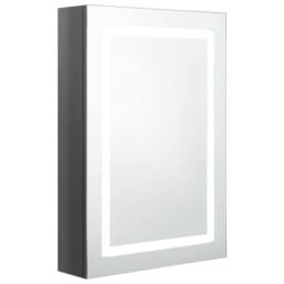 Berkfield Home LED Bathroom Mirror Cabinet Shining Grey 50x13x70 cm - Size: 50 x 13 x 70 cm - thumbnail 2