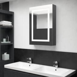 Berkfield Home LED Bathroom Mirror Cabinet Shining Grey 50x13x70 cm - Size: 50 x 13 x 70 cm - thumbnail 1