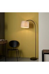 Netlighting Carlson 1 Light Floor Light Matt Black & Light Grey Cotton Mix E27 - thumbnail 2