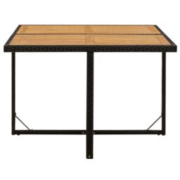 Berkfield Home Garden Table Black 109x107x74 cm Poly Rattan&Solid Wood Acacia - Size: 109 x 107 x 74 cm - thumbnail 3