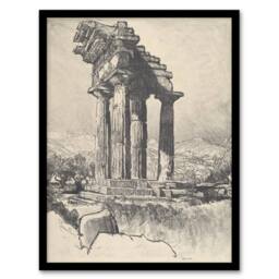 Artery8 Joseph Pennell The Columns of Castor & Pollux Framed Wall Art Print in Grey - Size: A4 - thumbnail 1