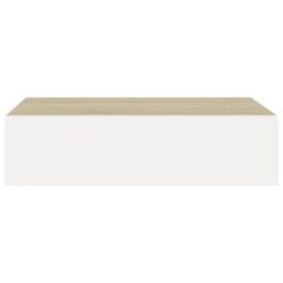Berkfield Home Wall-mounted Drawer Shelf Oak & White 40x23.5x10cm MDF in Brown - Size: 40x23.5x10 cm - thumbnail 4