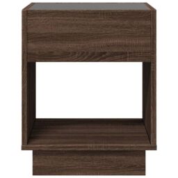 Berkfield Home Bedside Table with Infinity LED Brown Oak 40x40x50 cm - Size: 40 x 40 x 50 cm - thumbnail 6
