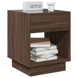 Berkfield Home Bedside Table with Infinity LED Brown Oak 40x40x50 cm - Size: 40 x 40 x 50 cm - thumbnail 5