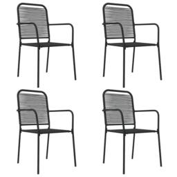 Berkfield Home Elegant 5 Piece Garden Dining Set Black Cotton Rope & Steel - thumbnail 4