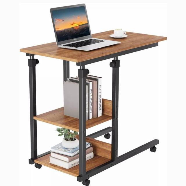 Dprodo Movable C-Shape Desk, Height Adjustable Wooden Laptop Desk in Walnut - Size: 1 Pack - image 1