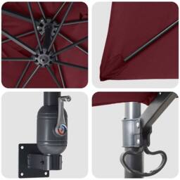 Berkfield Home Patio Umbrella Bordeaux red Polyester fabric Large Collapsible in Wine - thumbnail 7