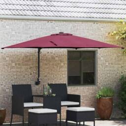 Berkfield Home Patio Umbrella Bordeaux red Polyester fabric Large Collapsible in Wine - thumbnail 2