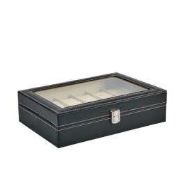 FLAVORA 12 Grids PU Leather Watch Display Box Collection Storage Case in Black - thumbnail 3