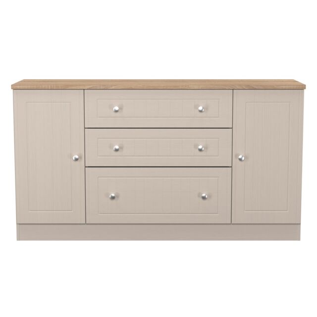 Ready Assembled 2 U Cambridge Wide 2 Door 3 Drawer Unit (Ready Assembled) in Taupe - image 1