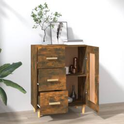Berkfield Home Sideboard Smoked Oak 69.5x34x90 cm Engineered Wood in Brown - thumbnail 3