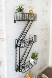 Marco Paul Black Fire Escape Shelf Bathroom Shelves Wall Mounted Storage Shelves - thumbnail 2