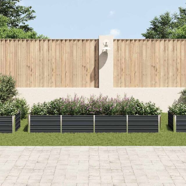 Berkfield Home Garden Raised Bed Anthracite 320x80x45 cm Galvanised Steel in Charcoal - Size: 320 x 80 x 45 cm - image 1